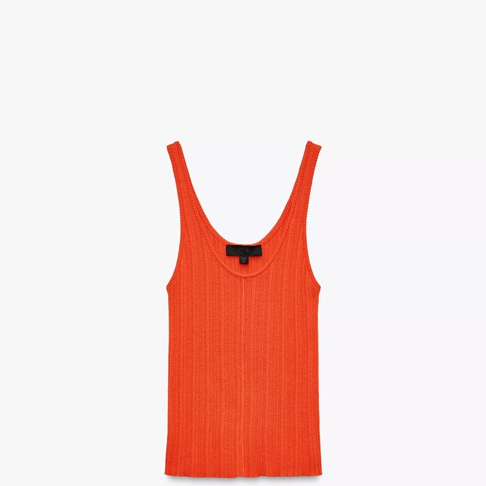 Zara Vibrant Orange Knit Tank Top